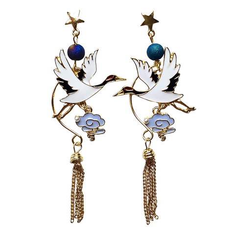 Crane and Star Earrings
