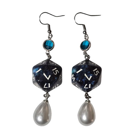 DnD Dice Drop Earrings - Silver