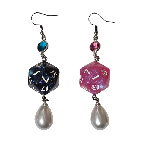 DnD Dice Drop Earrings - Silver