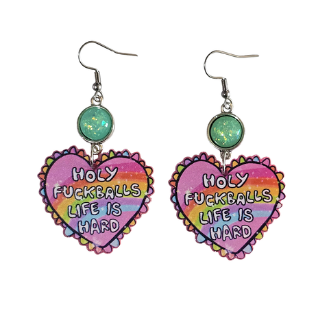 Holy F*ck Balls Life is Hard! Earrings