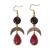 Crescent Moon Tear Drop Earrings
