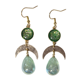 Crescent Moon Tear Drop Earrings