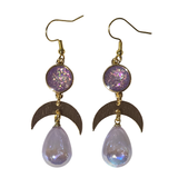 Crescent Moon Tear Drop Earrings