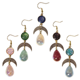 Crescent Moon Tear Drop Earrings