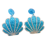 Glittery Mermaid Shell Earrings