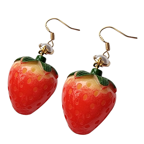 Round Strawberry Earrings