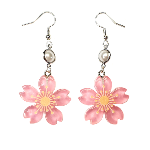 Cherry Blossom and Pearl Earrings