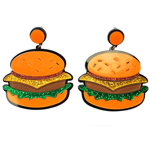 Big Ol' Beefy Burger Acrylic Earrings