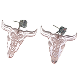 Mirrored Acrylic Bull Skull Earrings