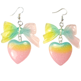Pastel Lolita Heart & Bow Earrings