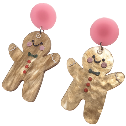 Gingerbread Man Acrylic Earrings