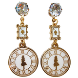 Round goes the clock in a twinkling! 🕰 Enamel Earrings