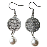 Silver Mandala & Pearl Earrings