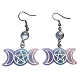 Spooky Pentagram & Crescent Moon Earrings