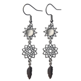 Silver Mandala and Feather Earrings