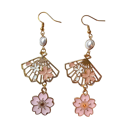 Sakura Blossom & Fan Earrings