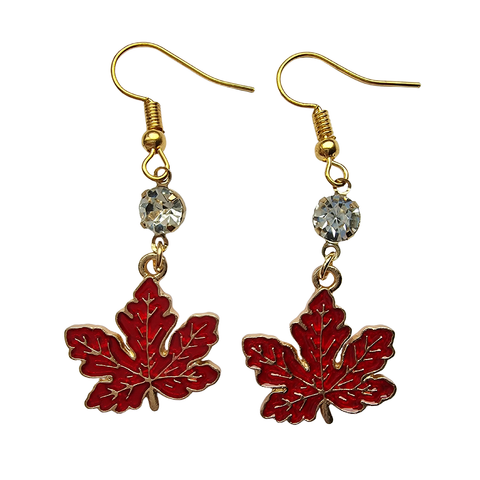 Maple Leaf Enamel Earrings